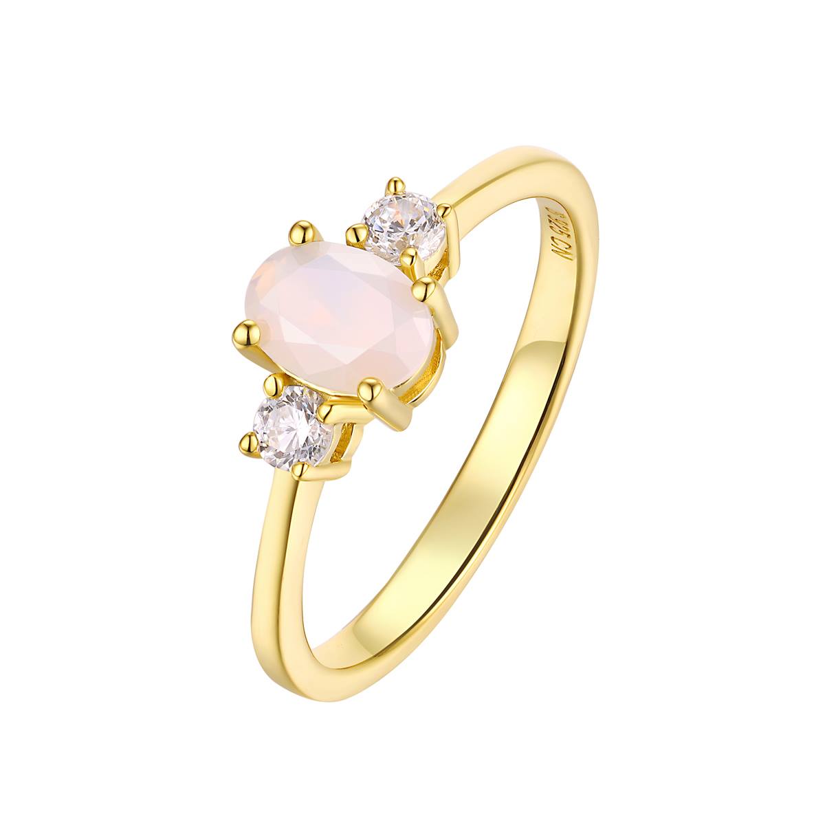 October Birthstone Simulated Opal & CZ Ring