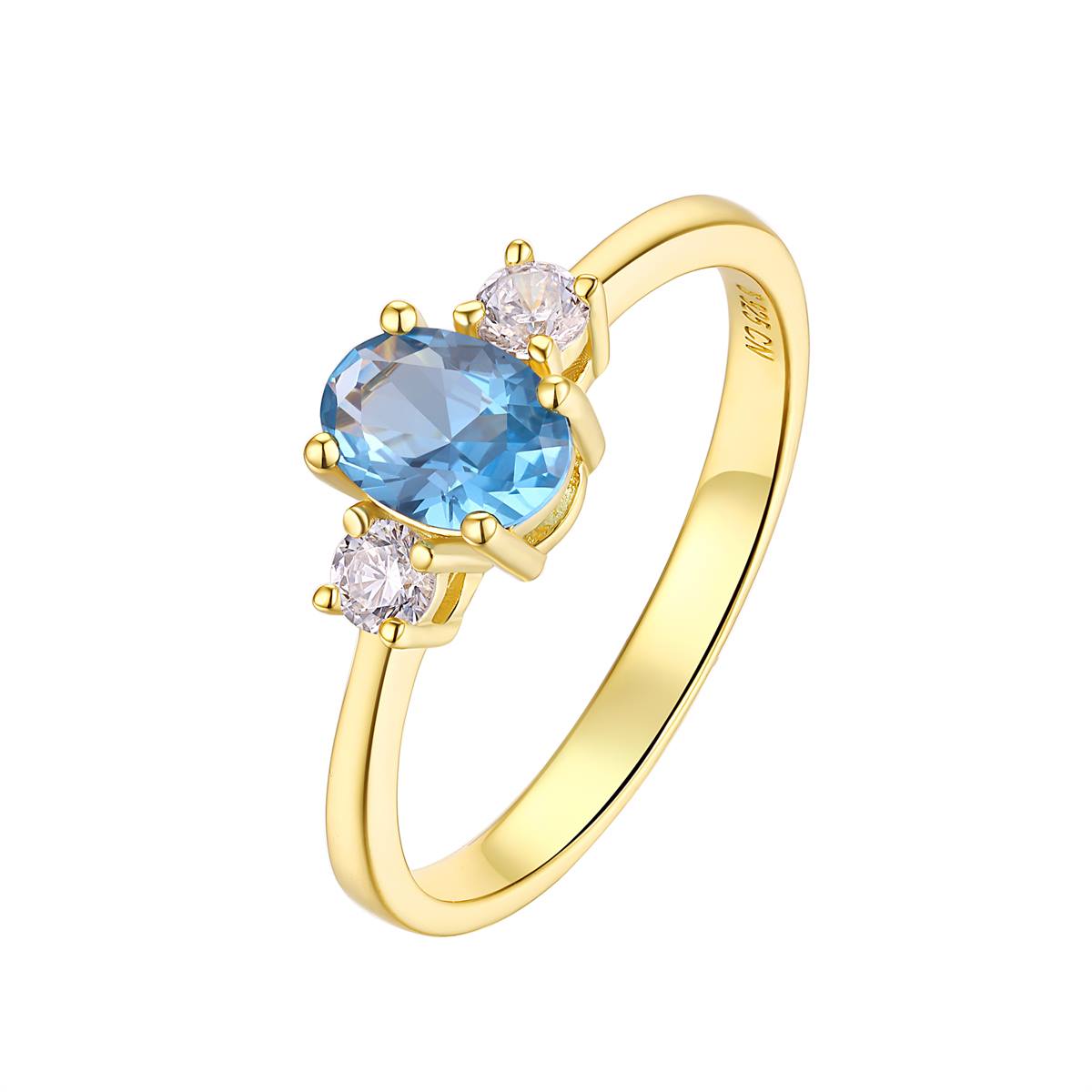 December Birthstone Simulated Blue Zircon & CZ Ring