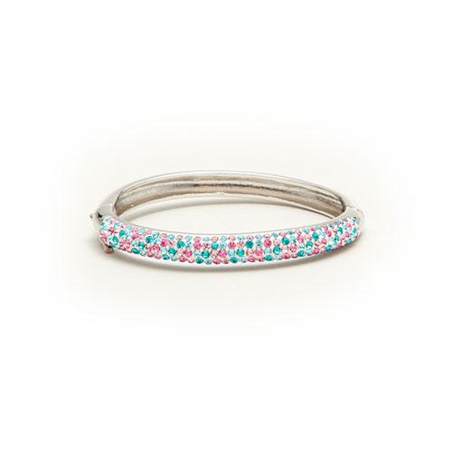 Kids Silver Plated & Multi-Color CZ Bangle Bracelet
