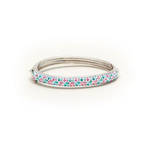 Kids Silver Plated & Multi-Color CZ Bangle Bracelet