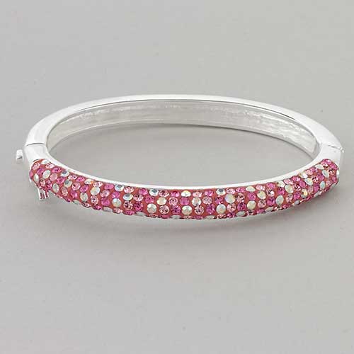 Kids Light Rose Crystal Bangle Bracelet