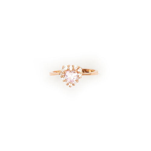 Kids Sterling Silver Rose Gold-Tone With CZ Heart Ring