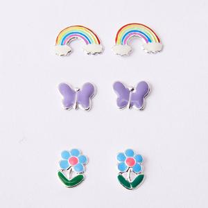 Kids 3pr. Enamel Stud Multi Earrings Set