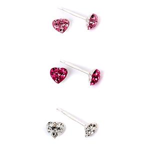 Kids Sterling Silver 3pr. Crystal Earrings