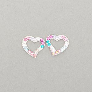 Kids Sterling Silver & Multi-Color Crystal Heart Stud Earrings
