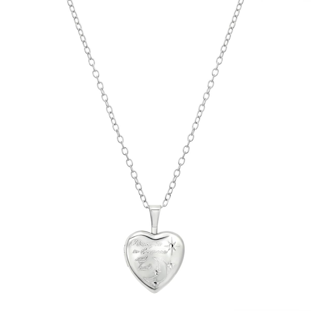 Sterling Silver Engraved Heart Locket Necklace