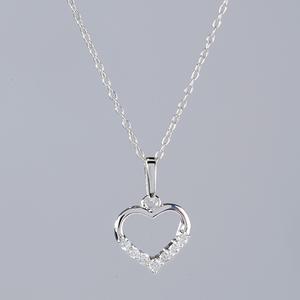 Kids Sterling Silver Open Heart CZ Necklace