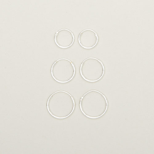 Kids 3pr. Sterling Silver Endless Hoop Earrings Set