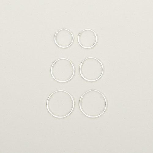 Kids 3pr. Sterling Silver Endless Hoop Earrings Set