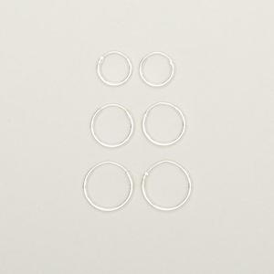 Kids 3pr. Sterling Silver Endless Hoop Earrings Set