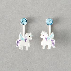 Kids Sterling Silver Front & Back Unicorn Stud Earrings