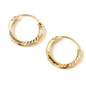 Kids Gold Over Silver Diamond Cut Hoop Earrings