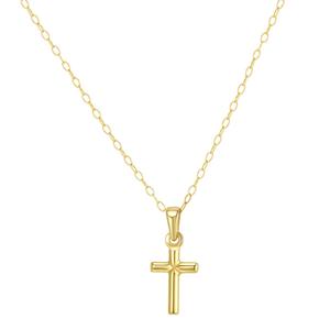 Gold over Sterling Silver Polished Mini Cross Necklace