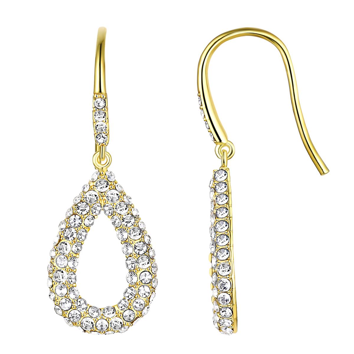 Gold Plated Crystal Teardrop Drop Earrings