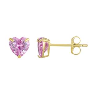 10kt. Gold 6mm Heart Shaped CZ Stud Earrings