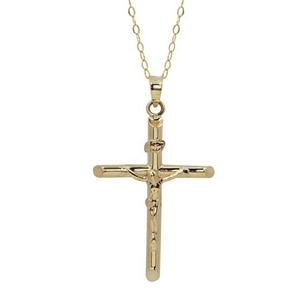 10kt. Yellow Gold Crucifix Pendant with Cable Chain