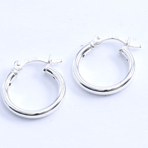 Kids Sterling Silver 15mm Click Top Hoop Earrings