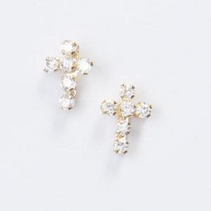 10kt. Gold & CZ Cross Earrings