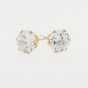 10kt. Yellow Gold 7MM Round CZ Earrings