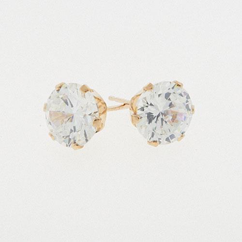 10kt. Yellow Gold 7MM Round CZ Earrings