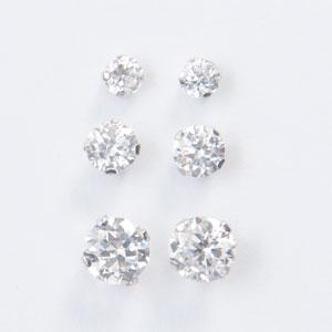 3pr. White Gold Round CZ Earrings Set