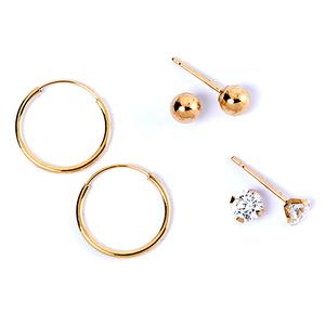 3pr. 10kt. Earrings Set