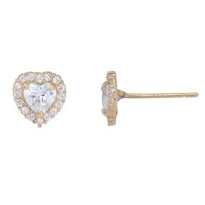Creations 10kt. CZ Stud Heart Earrings