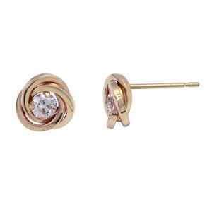 10kt. Yellow Gold Love Knot CZ Stud Earrings