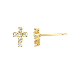 10kt. CZ Cross Stud Earrings