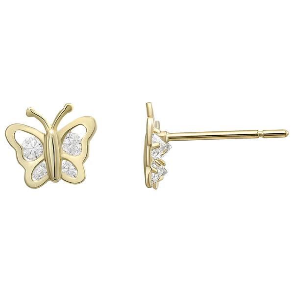 10kt. Gold Butterfly with CZ Stud Earrings