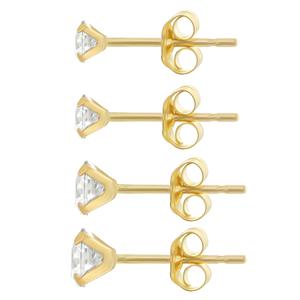 10kt. Yellow Gold CZ 4 Single Stud Earrings alternate view