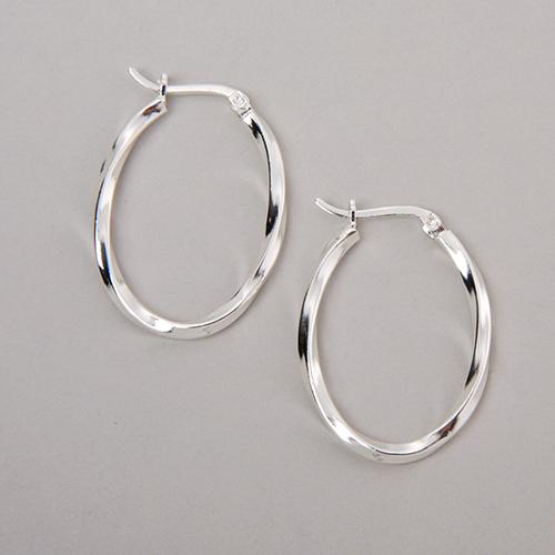 Sterling Silver Oval Twisted Hoop Earrings