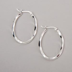 Sterling Silver Oval Twisted Hoop Earrings