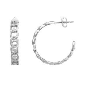 Sterling Silver Chain Post Hoop Earrings