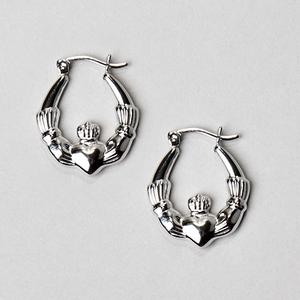 Sterling Silver Claddagh Hoop Earrings