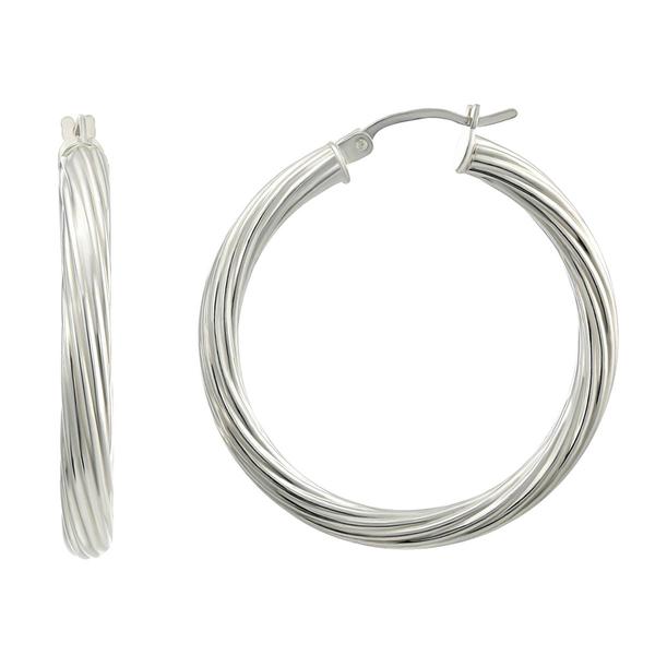 Sterling Silver Twisted Rope Hoop Earrings