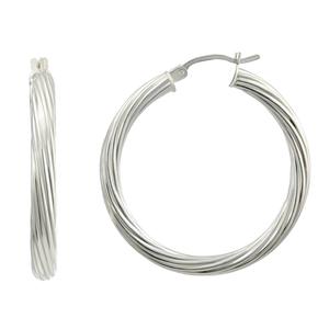 Sterling Silver Twisted Rope Hoop Earrings