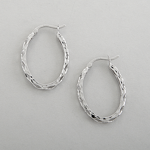 Sterling Silver Fancy Hoop Earrings