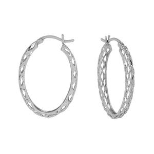 Sterling Silver Oval Mesh Hoop Earrings