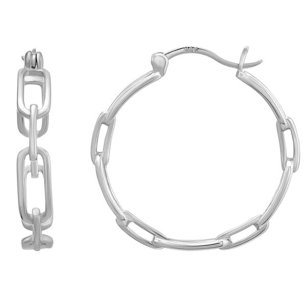 Sterling Silver Polished Link Hoop Earrings