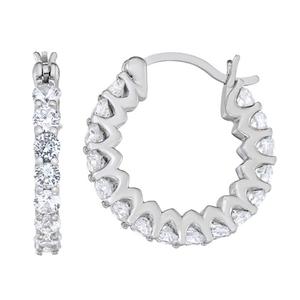 Sterling Silver CZ Hoop Earrings