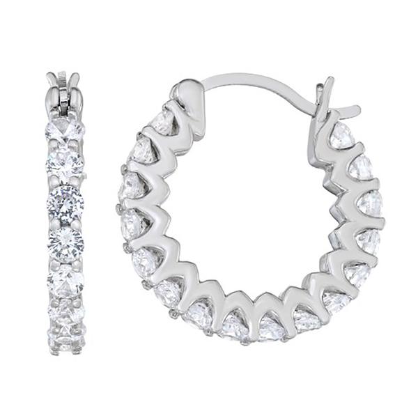Sterling Silver CZ Hoop Earrings