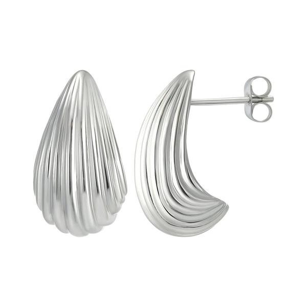 Sterling Silver Ribbed Teardrop Stud Earrings