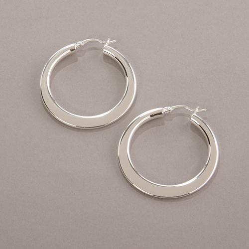Sterling Silver Tapered Polished Hoop Earrings