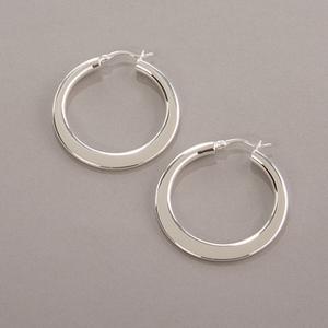Sterling Silver Tapered Polished Hoop Earrings