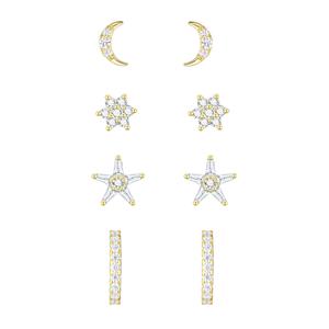 Gold Over  Silver 4pr. CZ Earrings Set