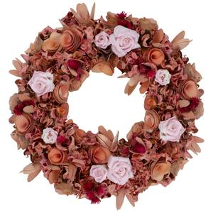 Northlight Artificial Roses & Wooden Floral Wreath
