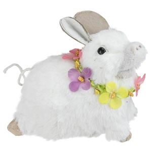 Northlight Sisal Piglet with Floral Lei Spring Figurine