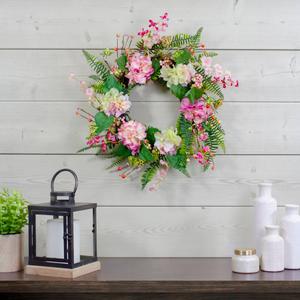 Northlight Artificial Hydrangea & Fern Spring Wreath alternate view