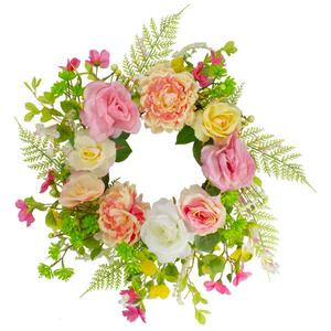 Northlight Artificial Rose & Peony Spring Wreath